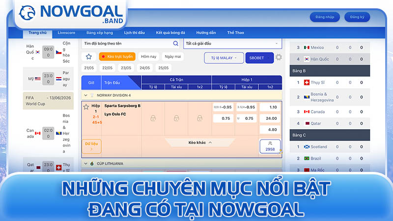 Những chuyên mục nổi bật đang có tại Nowgoal Những chuyên mục nổi bật đang có tại Nowgoal
